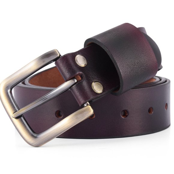 Men's Leather Belt - Antique Dark Maroon Handmade Belt- Free Personalization. - Picture 6 of 15